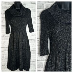 NWT Nine West Black Silver Shimmer Sweater Dress Size Large, Sparkle